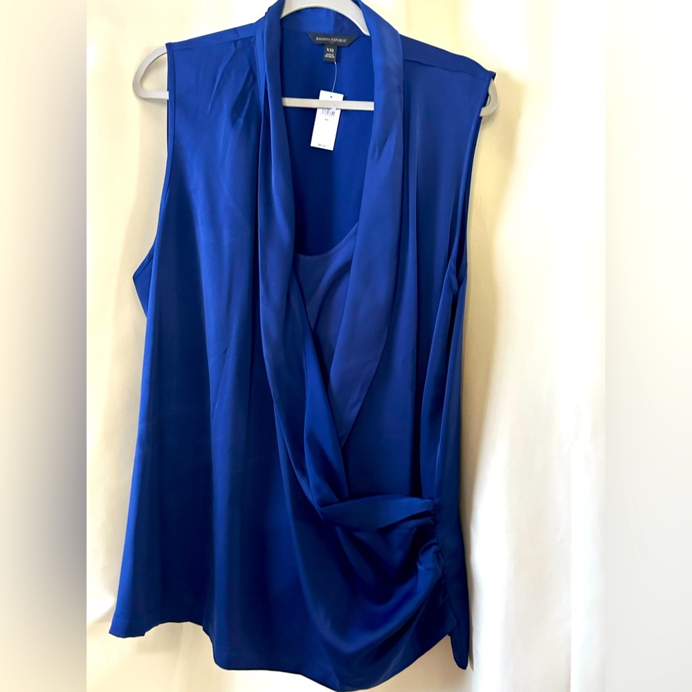 Banana Republic NWT Sleeveless Faux Wrap Blouse in Royal Blue XXL